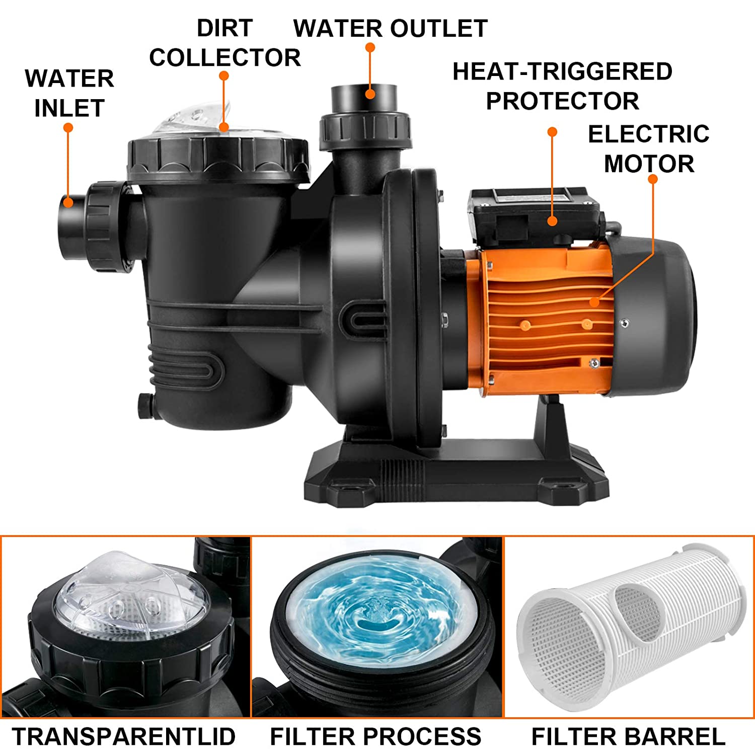 HZUSUN 500W Portable Pool Pump - đánh giá và giá Solar Pool Pump Kit